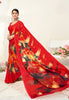 Red Georgette Texture Printed Saree With Unstitched Blouse Piece - Jyoti - Distacart