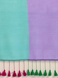 Thumbnail for Suta Purple Green Colourblocked Mul Saree - Distacart