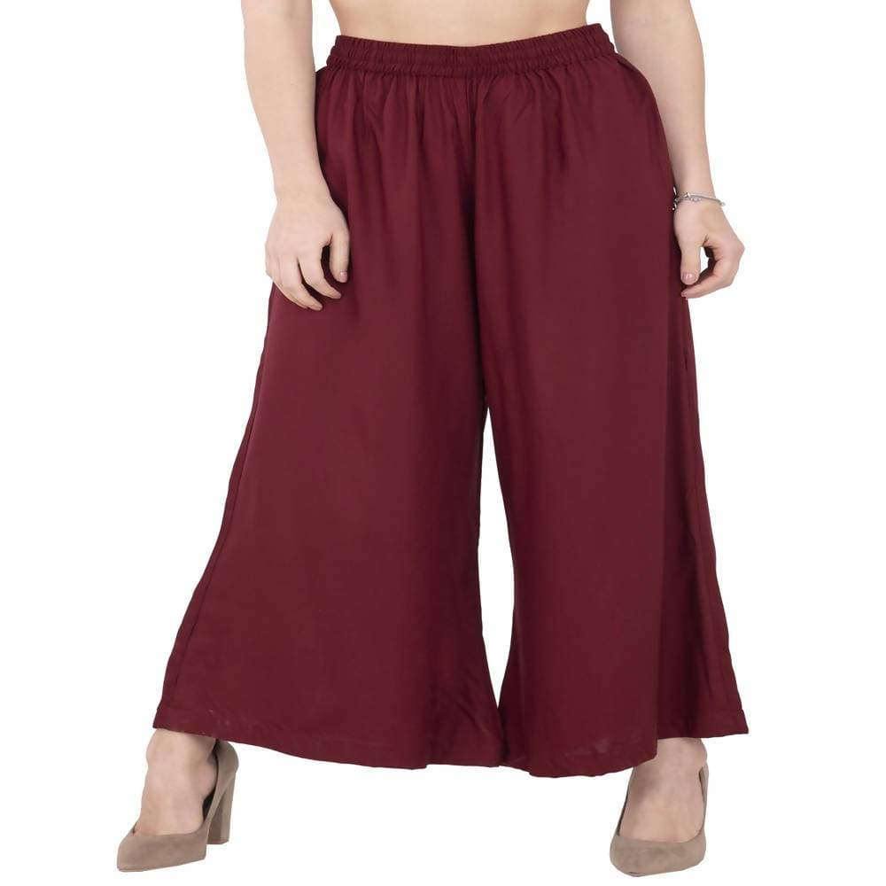 Lagi Women's Maroon Solid Palazzo (PLZ04I)