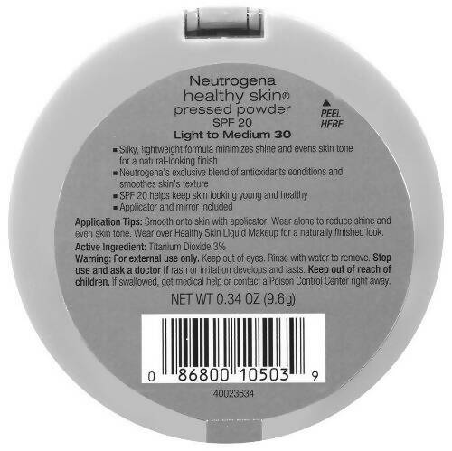 Neutrogena Healthy Skin Pressed Powder SPF 20, Light to Medium 30 - Distacart