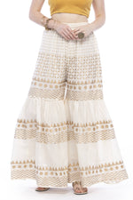 Thumbnail for Cotton Off White Gold Print With Gota Sharara