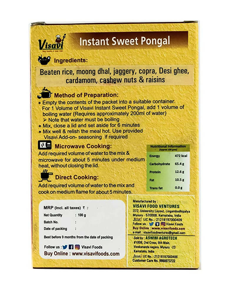 Visavi Instant Sweet Pongal - Distacart