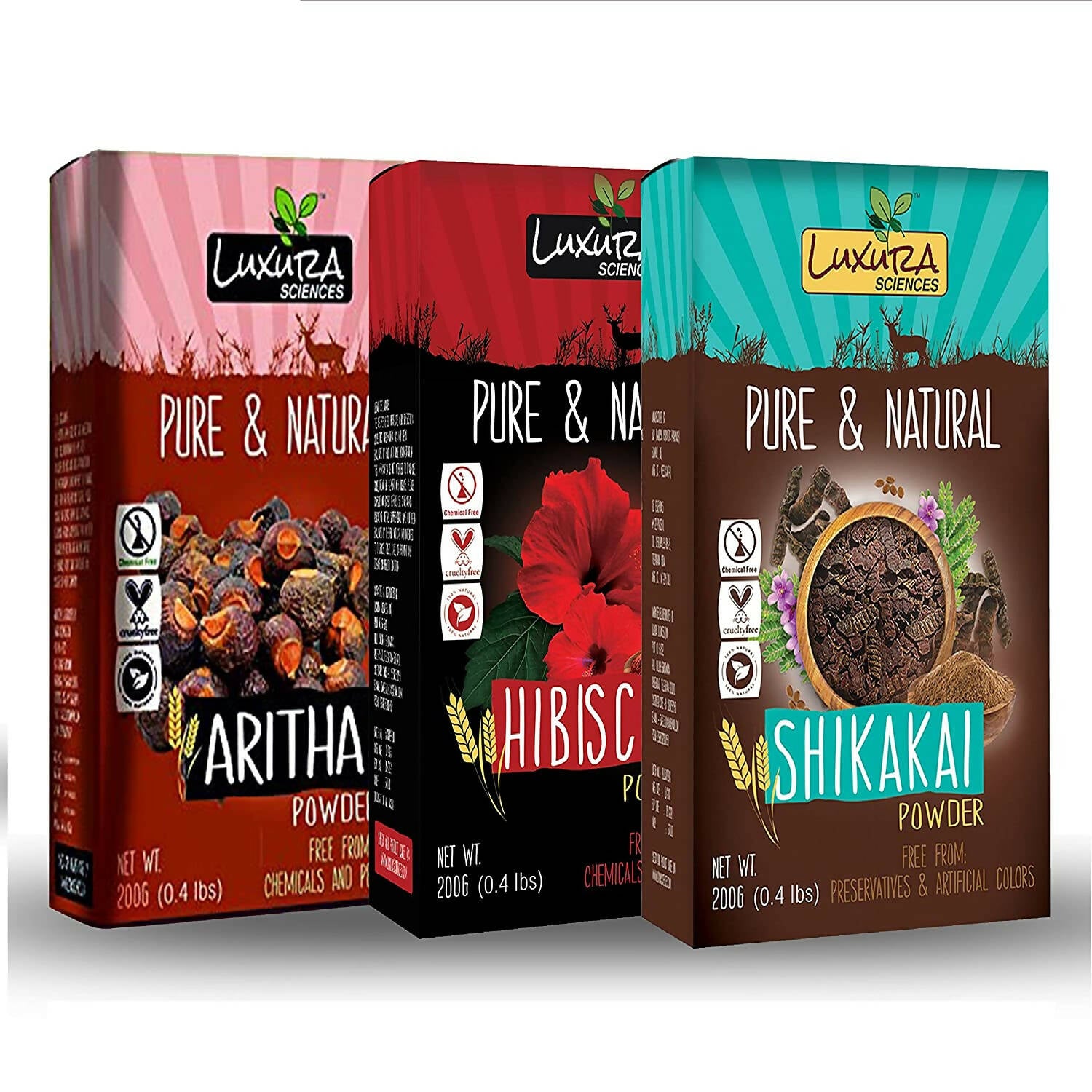 Luxura Sciences Natural Hair Care Hair Growth - Hibiscus + Aritha + Shikakai - Distacart