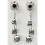Thumbnail for Floral Hanging Triple Jhumka Set Earrings