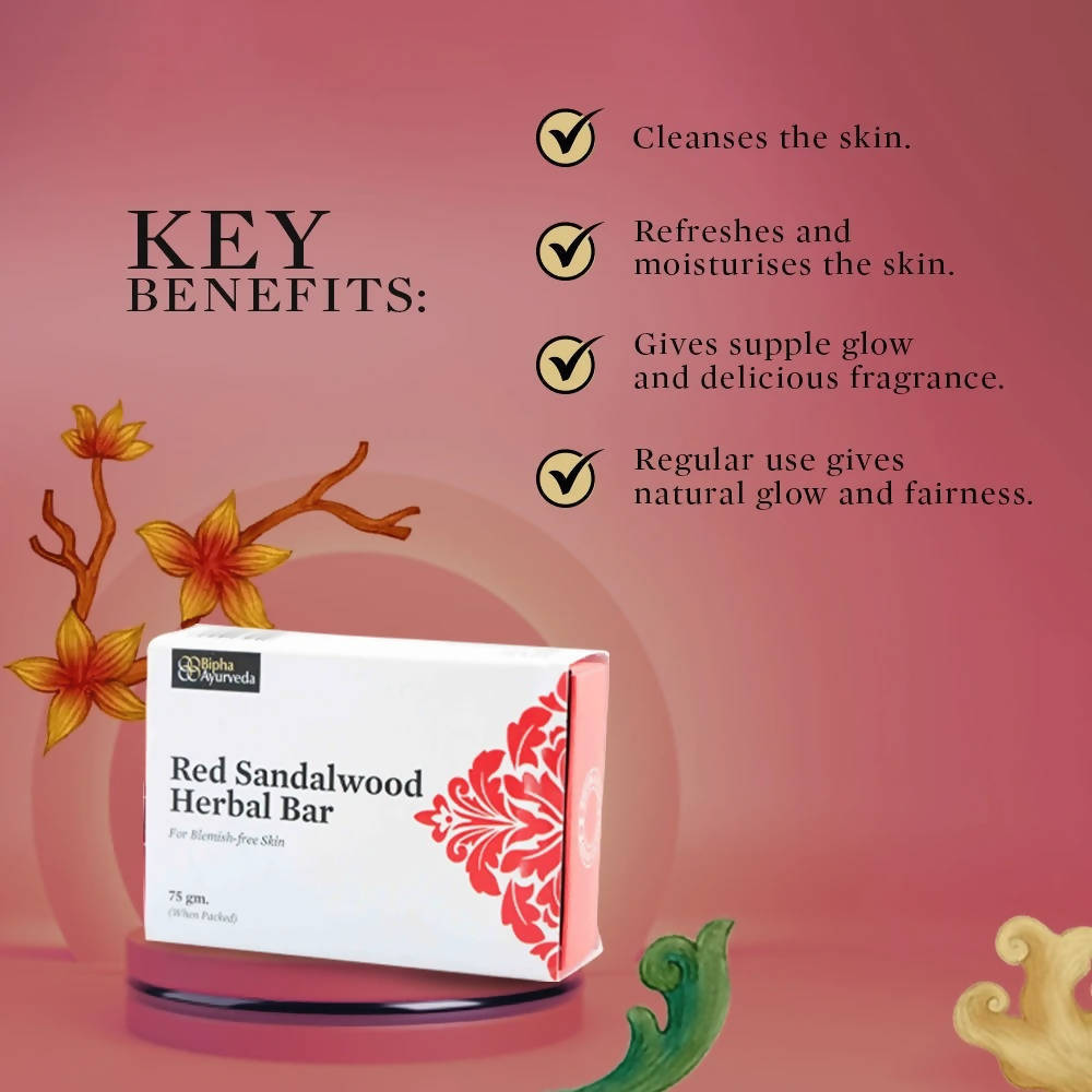 Bipha Ayurveda Red Sandalwood Herbal Bar - Distacart