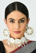 Thumbnail for Mominos Fashion Johar Kamal Handicraft Off White/Golden Pearls Necklace with Earrings For Women - Distacart
