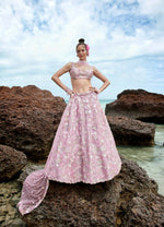 Thumbnail for House of Panchhi Mauve Organza Sequins, Zarkan And Thread Embroidery Lehenga Choli & Dupatta - Distacart
