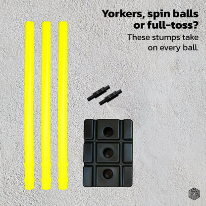 Boldfit Cricket Stumps with Stand & Bails - Fluorescent Green - Distacart
