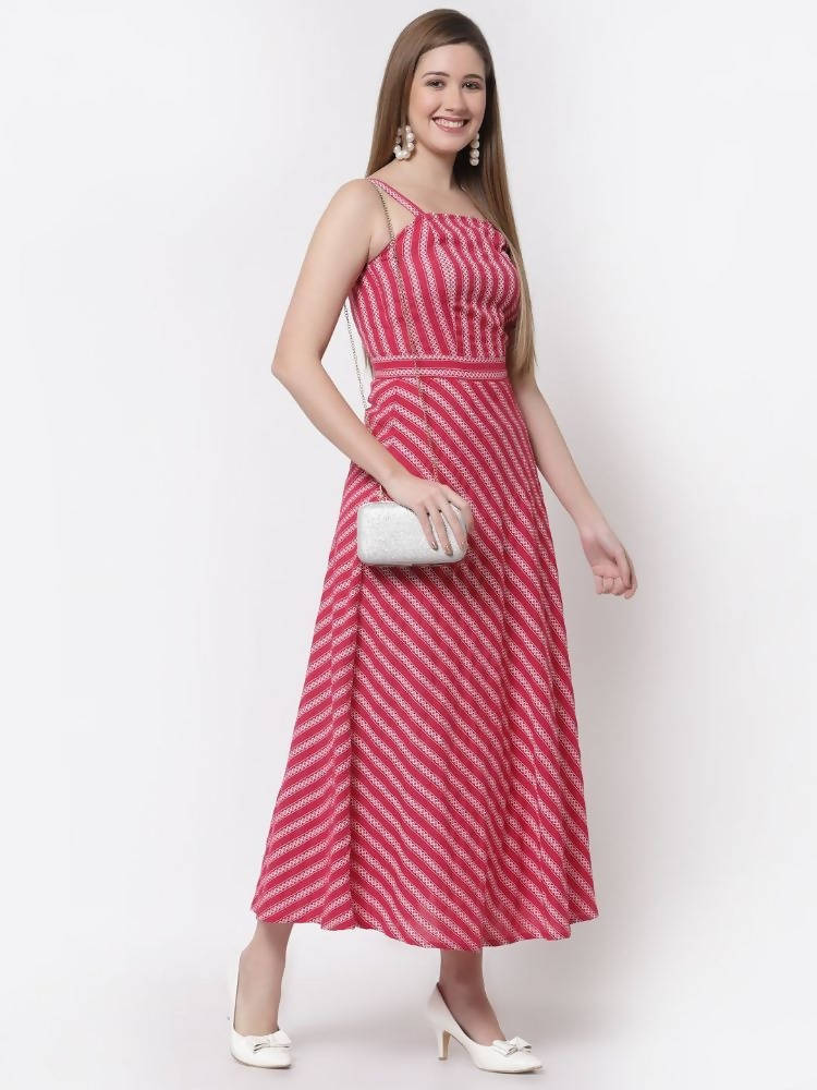 Myshka Red Color Pure Cotton Printed Dress