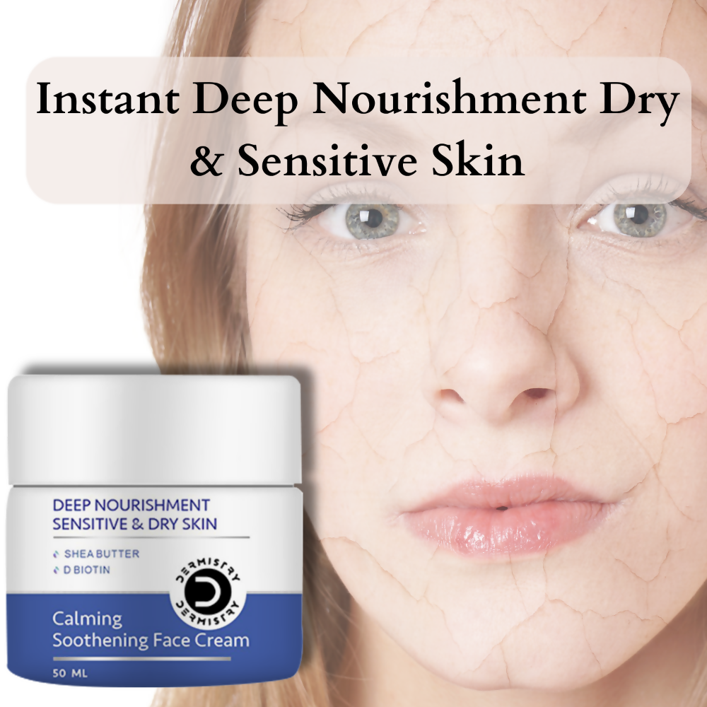 Dermistry Sensitive & Dry Skin Care Deep Nourishment Calming Soothing Face Cream Shea Butter Biotin - Distacart