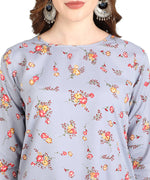 Thumbnail for Vamika Grey French Crepe Printed Party Wear/Casual Wear Kurti - Distacart
