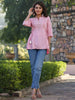 Juniper Women's Pink Rayon Staple Solid With Embroidery Straight Tunic - Distacart