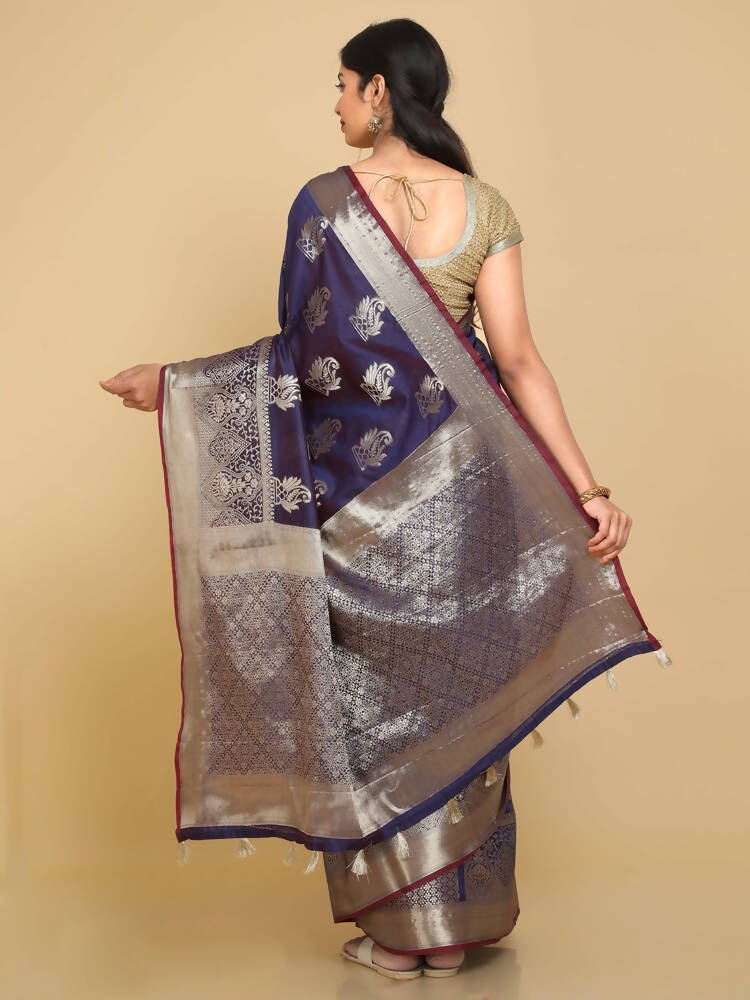 Kalamandir Ethnic Motifs Violet Silk Blend Saree