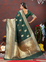 Thumbnail for Lorenvalley Fashion Green Soft Silk Woven Design Gold Zari Weaving Saree - Distacart