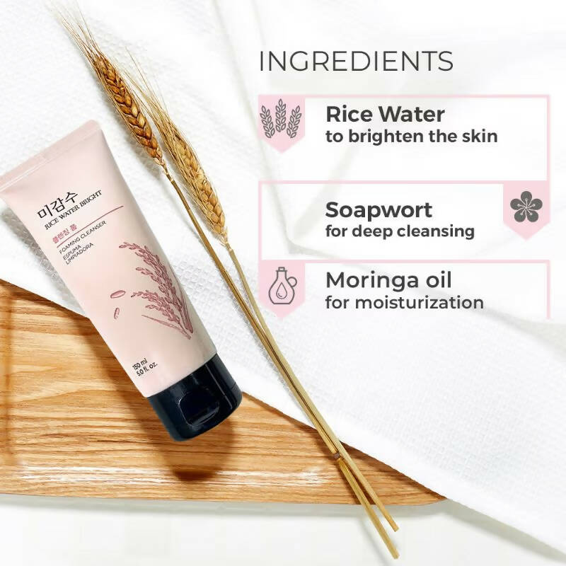 The Face Shop Rice Water Bright Foaming Cleanser - Distacart