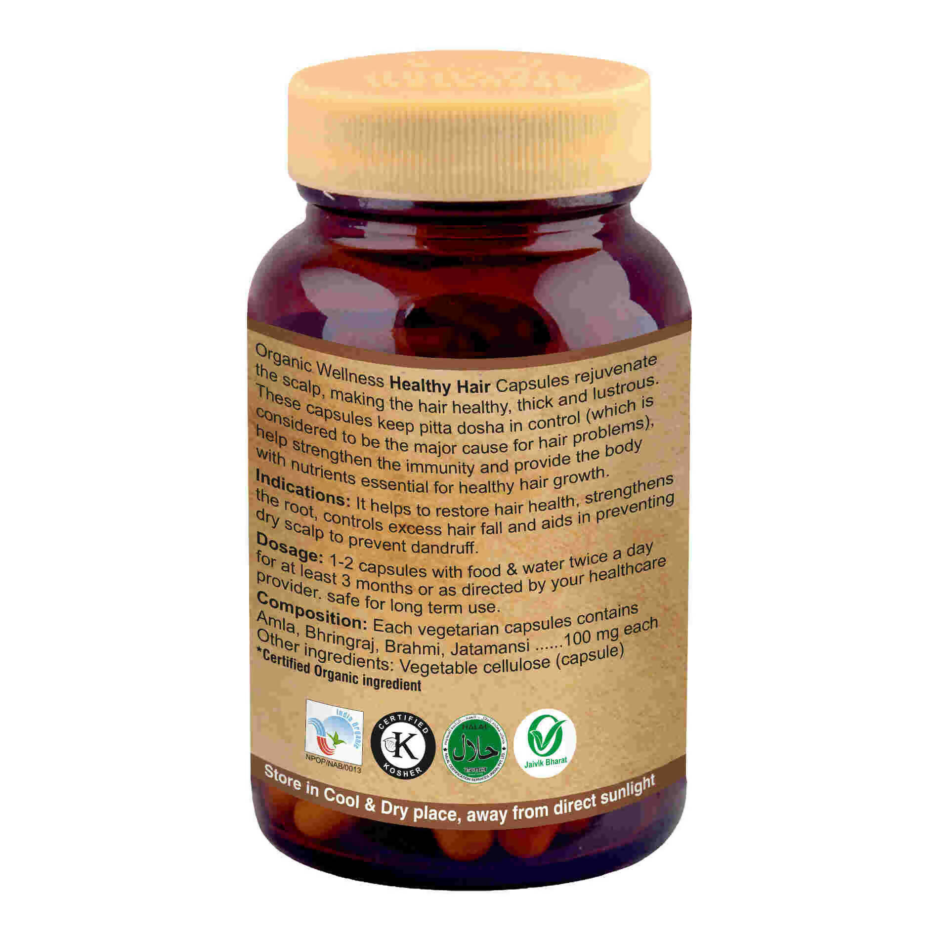 Organic Wellness Healthy Hair Vegetarian Capsules - Distacart