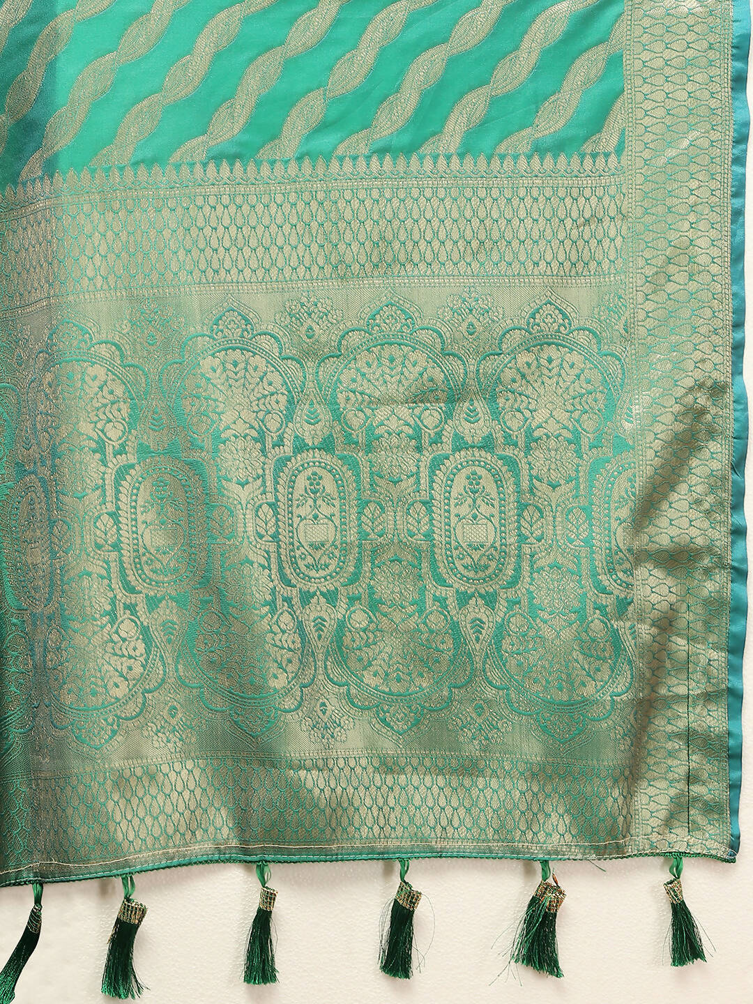 Lorenvalley Fashion Teal Soft Silk Woven Design with Zari Weaving Leheriya Design Saree - Distacart