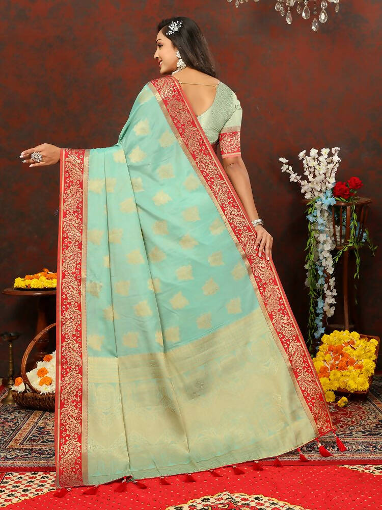 Lorenvalley Fashion Skyblue Cotton Woven Design with Zari Weaving Design Saree - Distacart