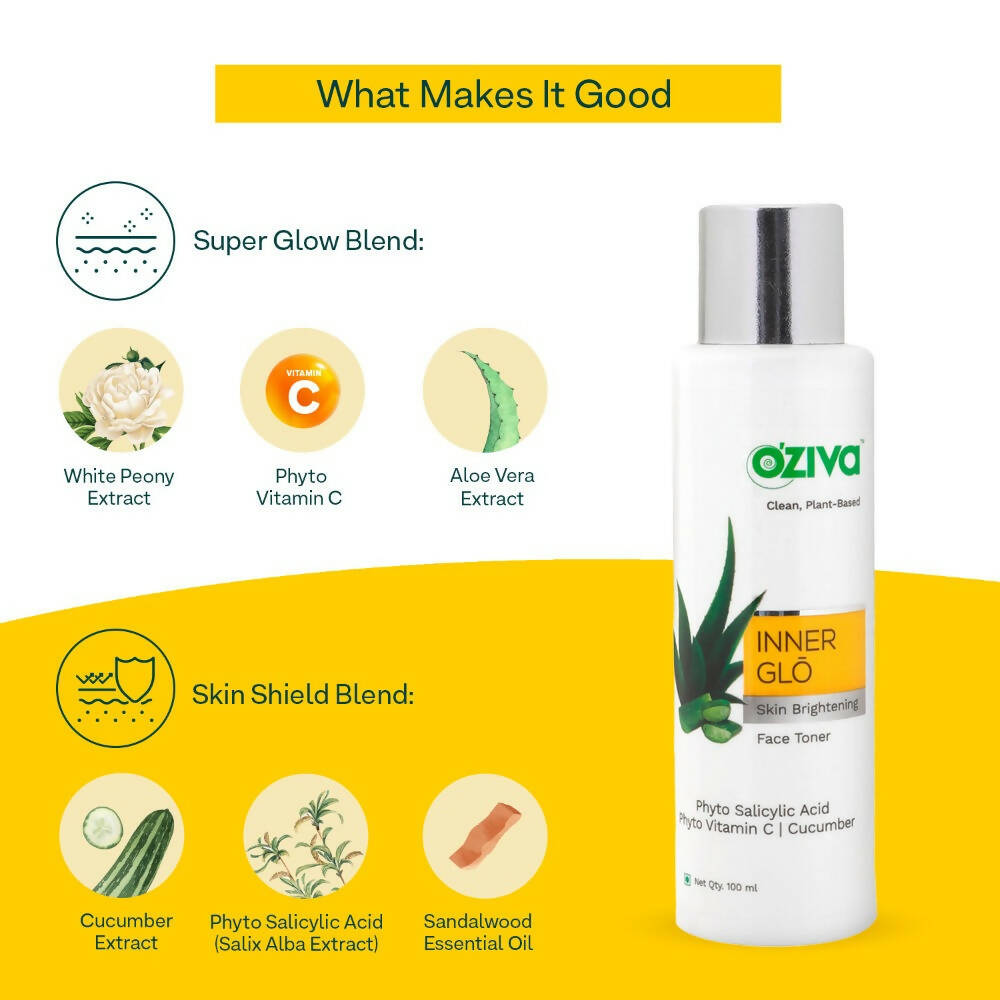 OZiva Inner Glo Skin Brightening Face Toner - Distacart