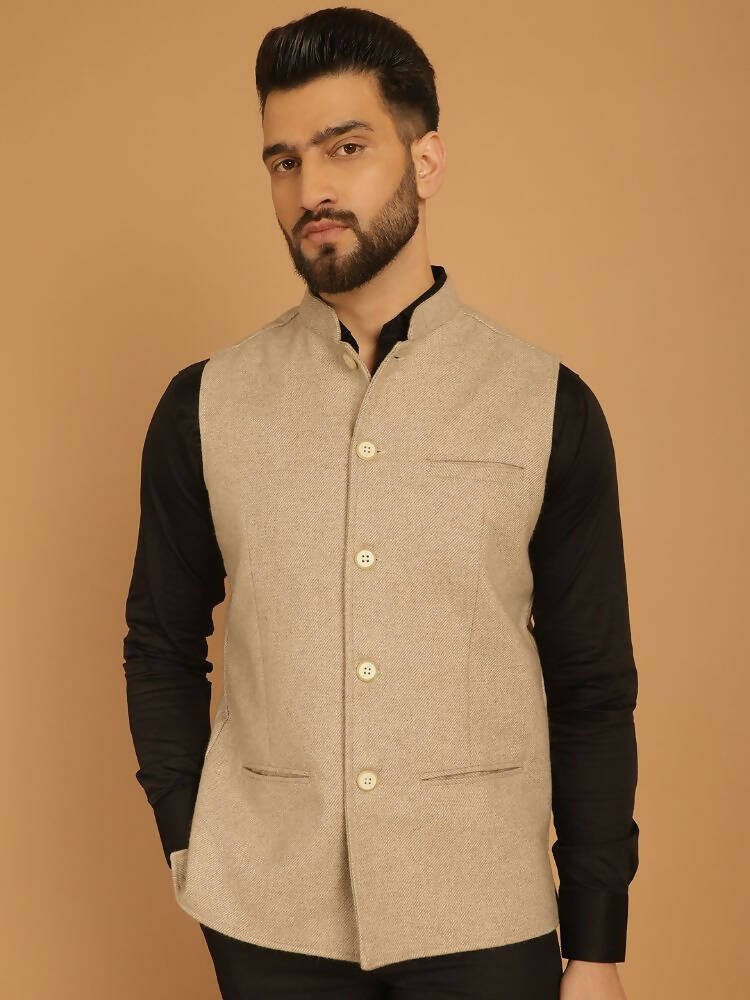 Even Apparels Pure Wool Nehru Jacket - Off White - Distacart