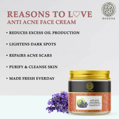 Buddha Natural Anti Acne Face Cream - For Acnes, Pimples, Scars & Marks - Distacart