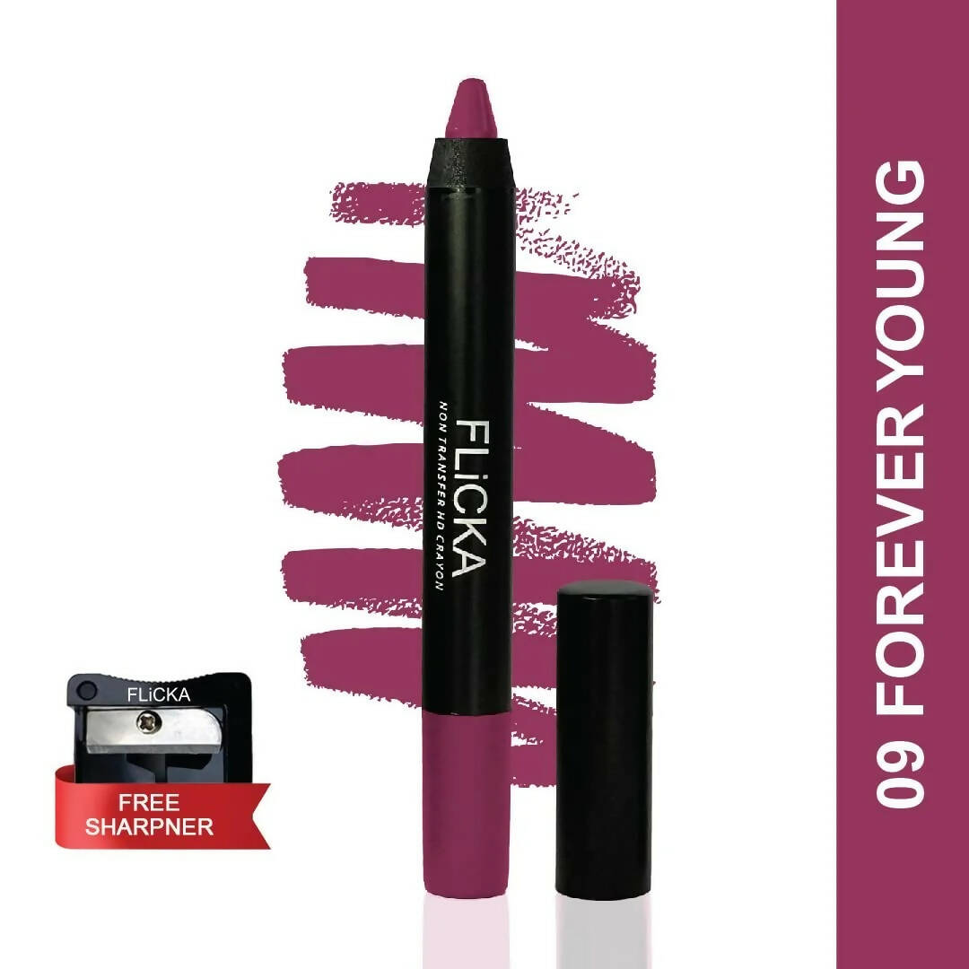 FLiCKA Lasting Lipsence Crayon Lipstick 09 Forever Young - Pink - Distacart