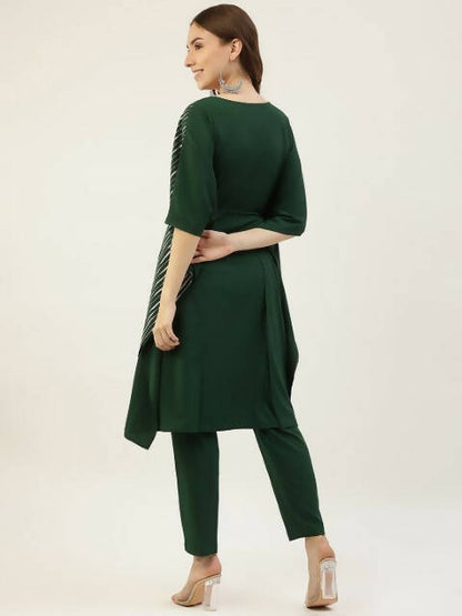 FIORRA Women's Green Poly Crepe Kaftan Type Kurta Set - Distacart