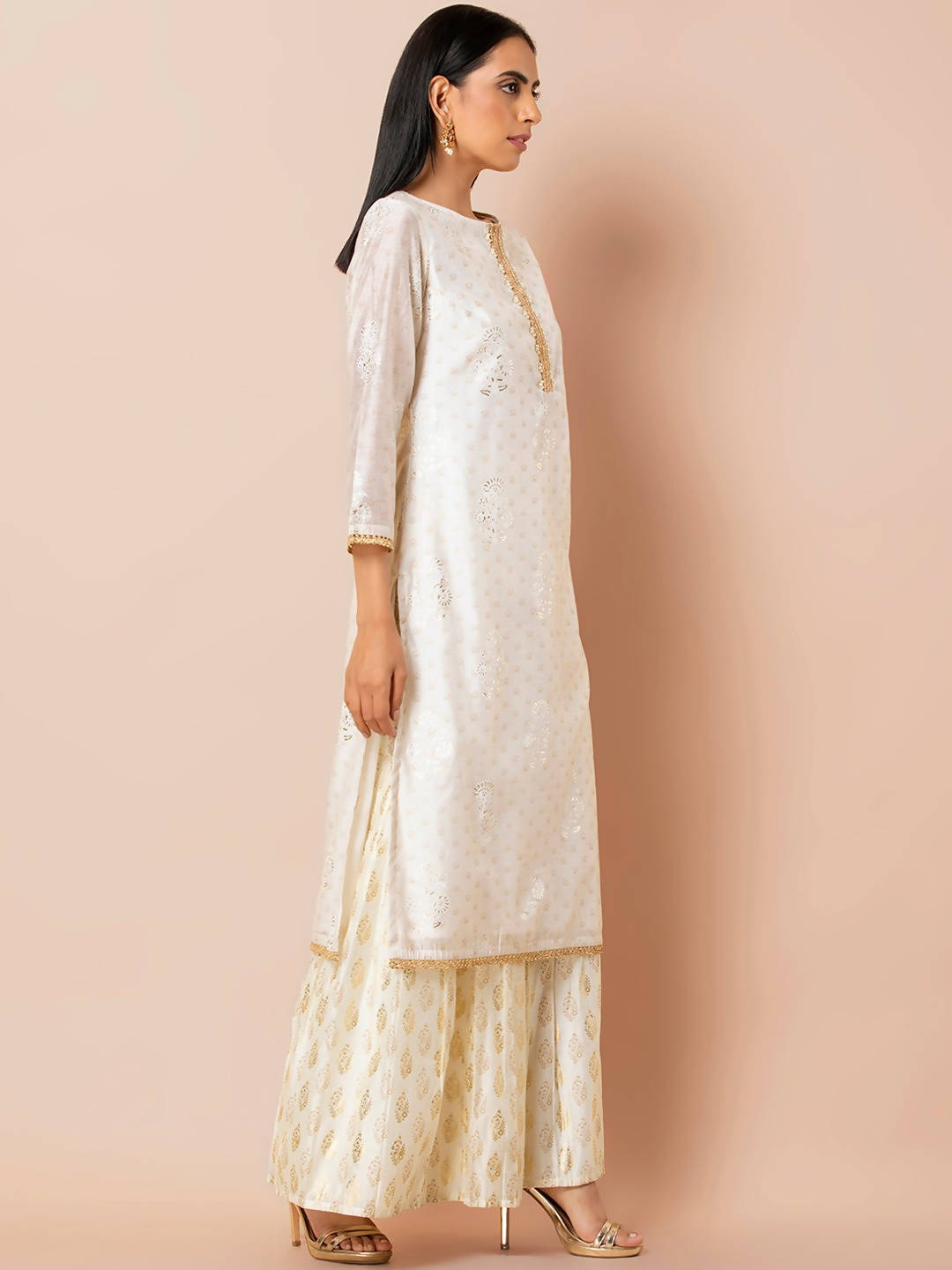 Indya White Embroidered Kurta - Distacart