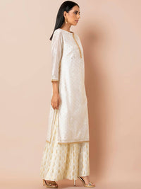 Thumbnail for Indya White Embroidered Kurta - Distacart