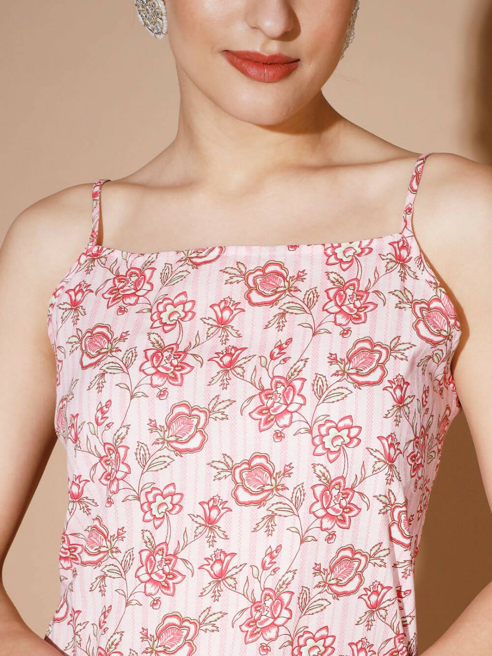 Myshka Women Pink Printed Kurta & Trousers - Distacart