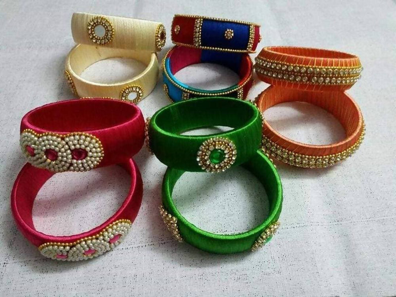 Different Model Of Silk Thread Bangles Sets