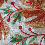 Thumbnail for The Decor Nook Hand Embroidered Crewel Cushion Covers in Mustard Chinar Leaf Motif with Off White Base - Distacart