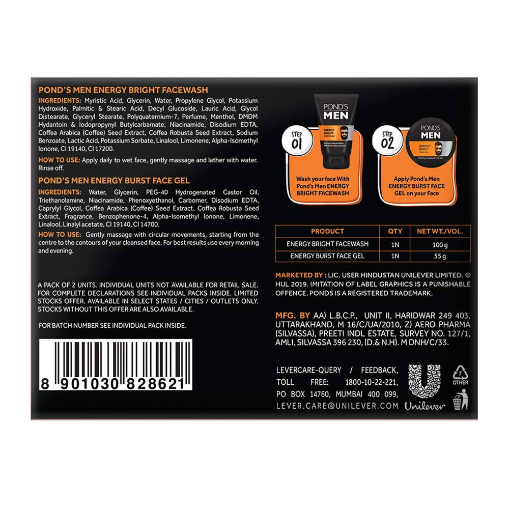Ponds Men Energizing Combo Pack (Facewash & Face Gel) 155 gm