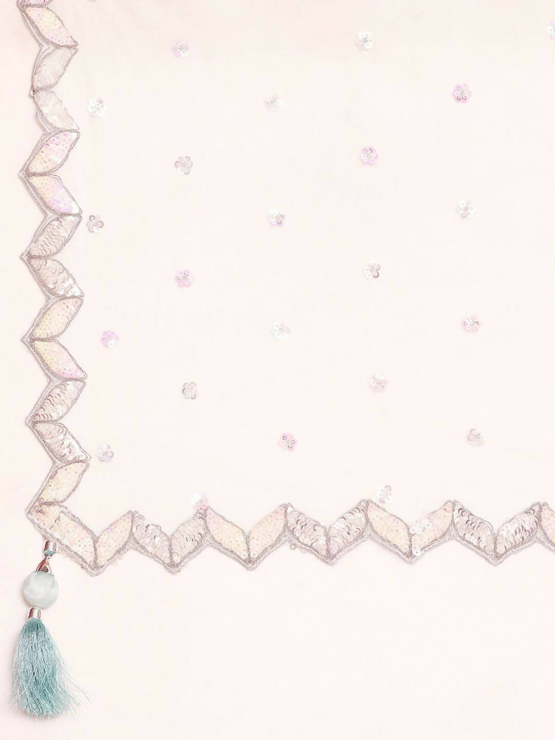 House of Panchhi Turquoise Blue Organza Sequins & Zarkan embroidery Lehenga choli & Dupatta - Distacart