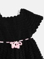 Thumbnail for Chutput Kids Woollen Hand Knitted Full Sleeves Cardigan With Short Sleeves Flower Work Dress - Pink - Distacart