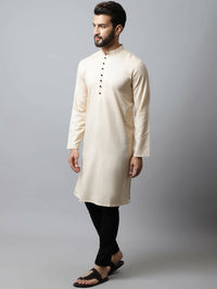 Thumbnail for Even Apparels Cream Color Pure Cotton Men's Kurta With Side Placket (SLD1176) - Distacart