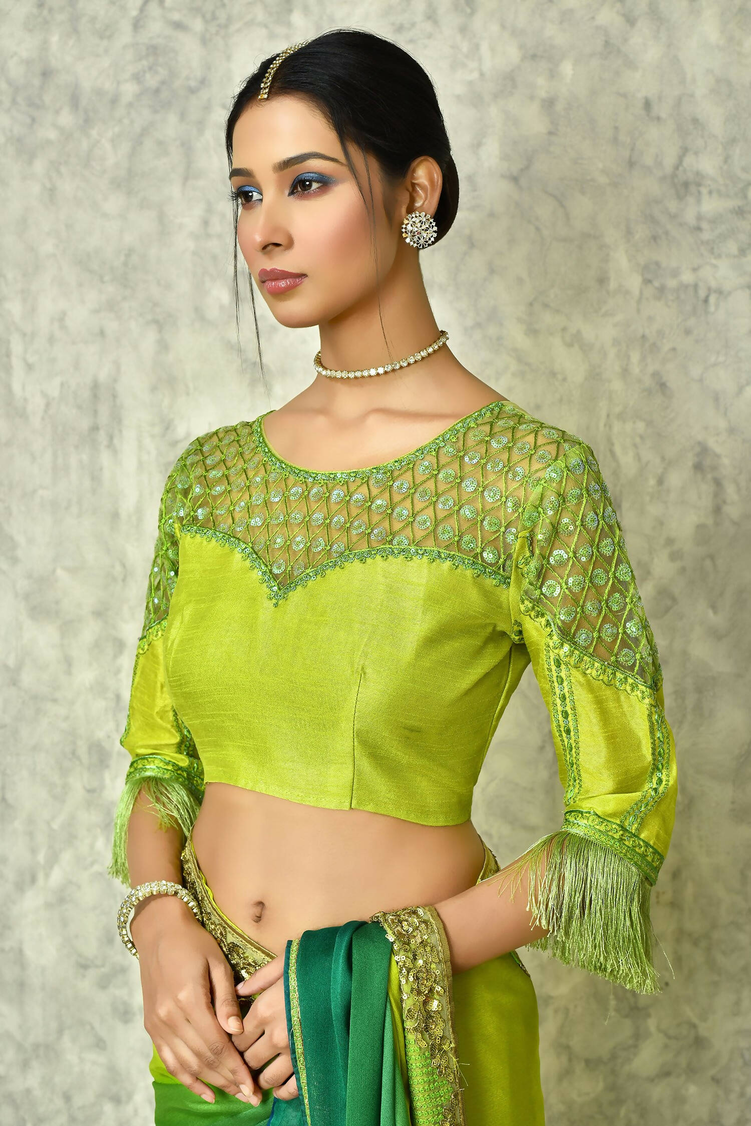 Green Silk Plain Saree with Blouse Piece - Purvi - Distacart