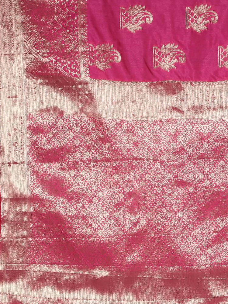 Kalamandir Zari Paisleys Pink Silk Blend Saree
