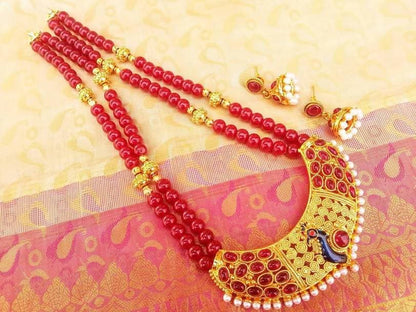 Pink Kemp Peacock Beaded Jewelry