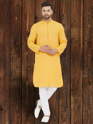 Even Apparels Pure Cotton Yellow Kurta - Yellow - Distacart