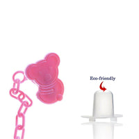 Thumbnail for Safe-O-Kid Safe-O-Kid Animal Design Silicone Pacifier/Soother With Holder Chain And Clip, Pink - Distacart