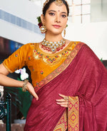 Thumbnail for Maroon Solid Vichitra Saree With Unstitched Blouse Piece - Selena - Distacart