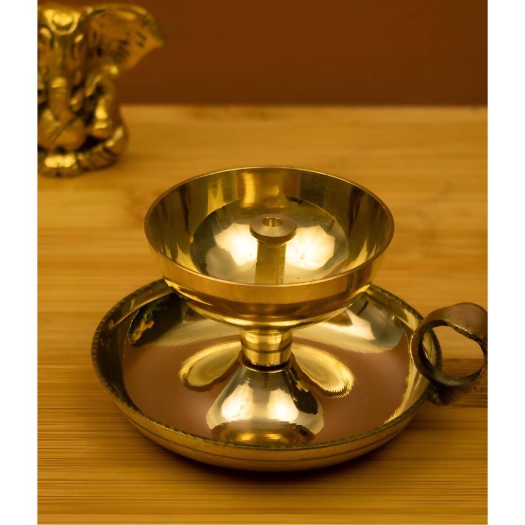Spillbox Gold-Toned Brass Nandha Sampat Diya Pooja Essential - Distacart