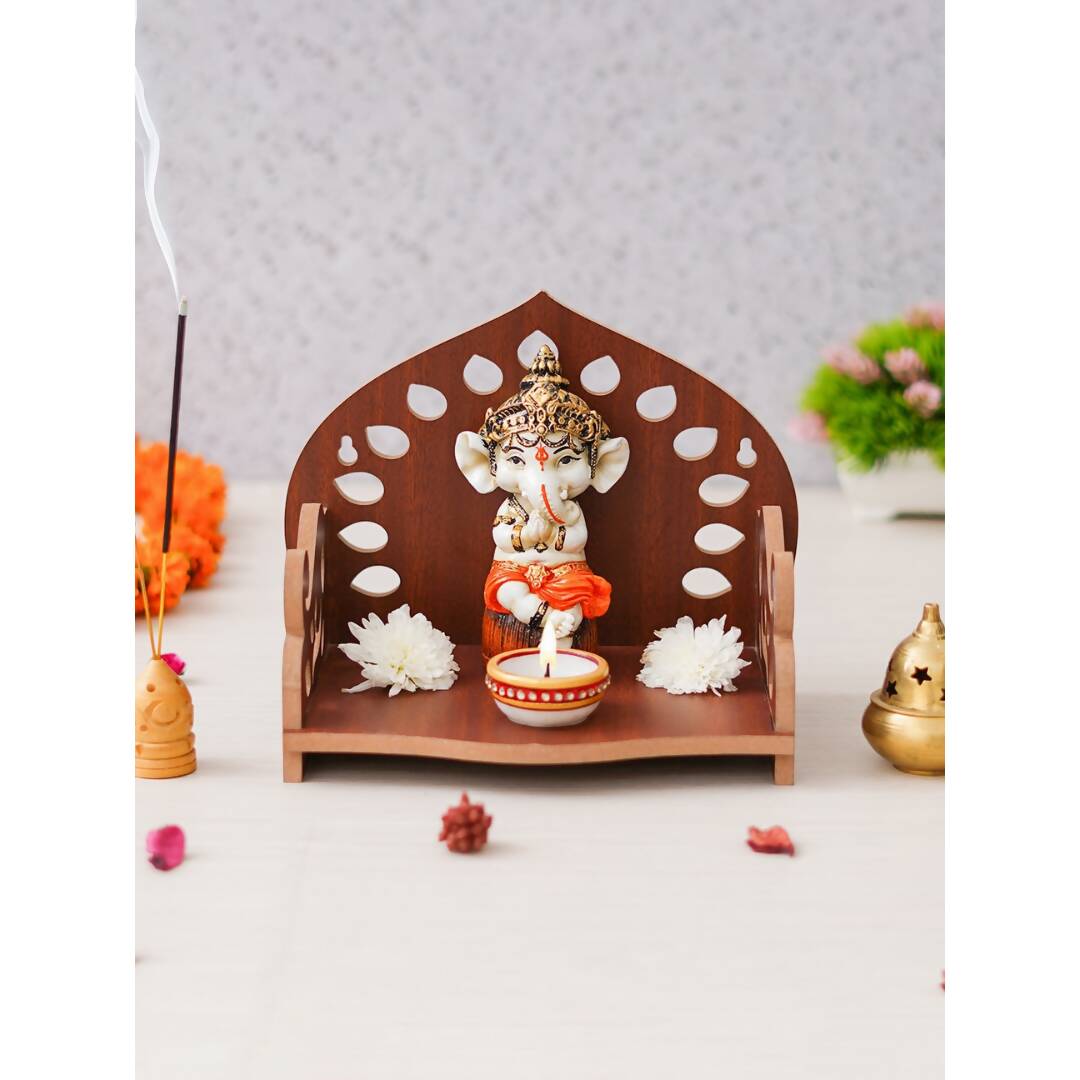eCraftIndia Brown Decorative Wooden Pooja Temple - Distacart