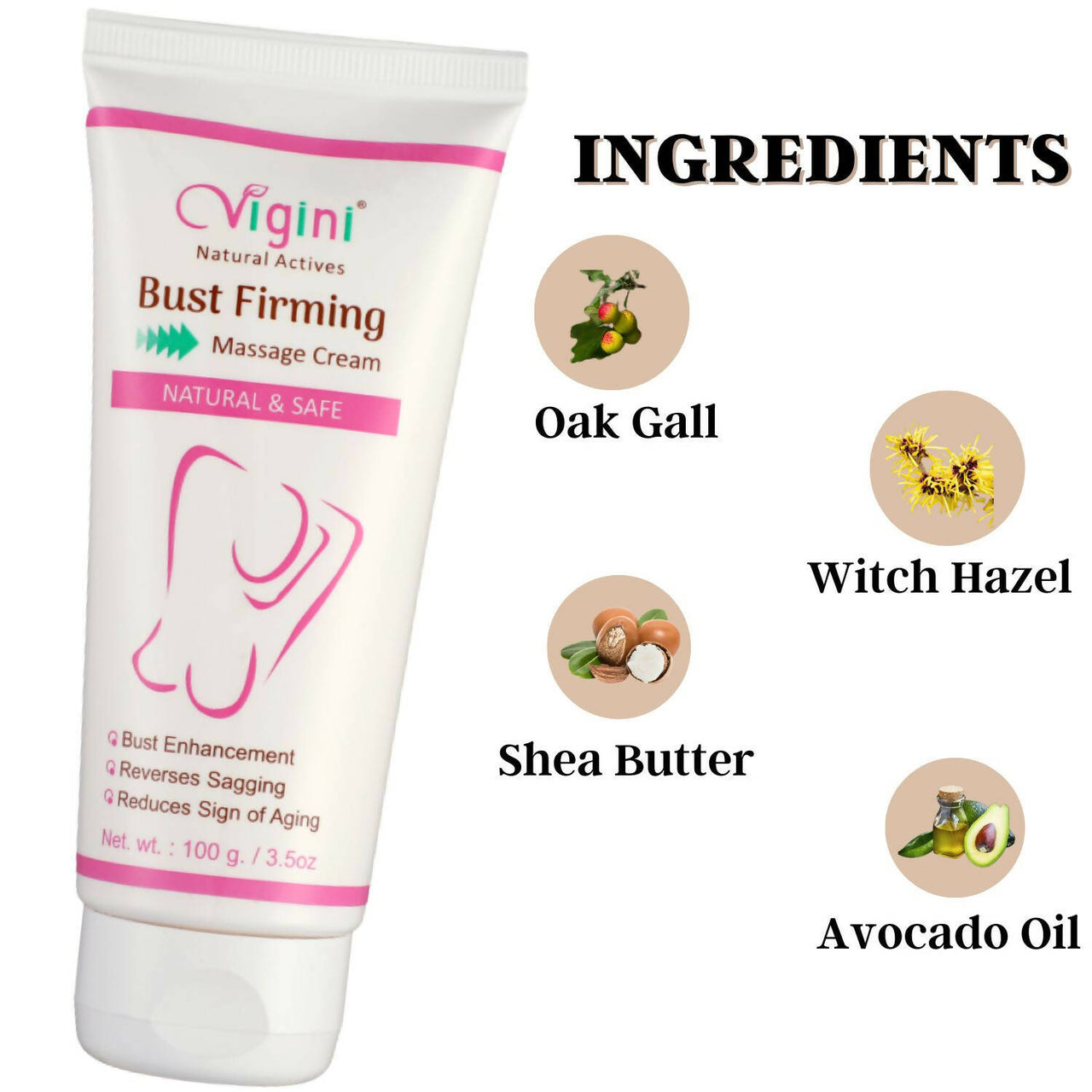 Vigini Natural Actives Breast Bust Body Shaping Toner Firming Tightening Growth Oil Cream - Distacart