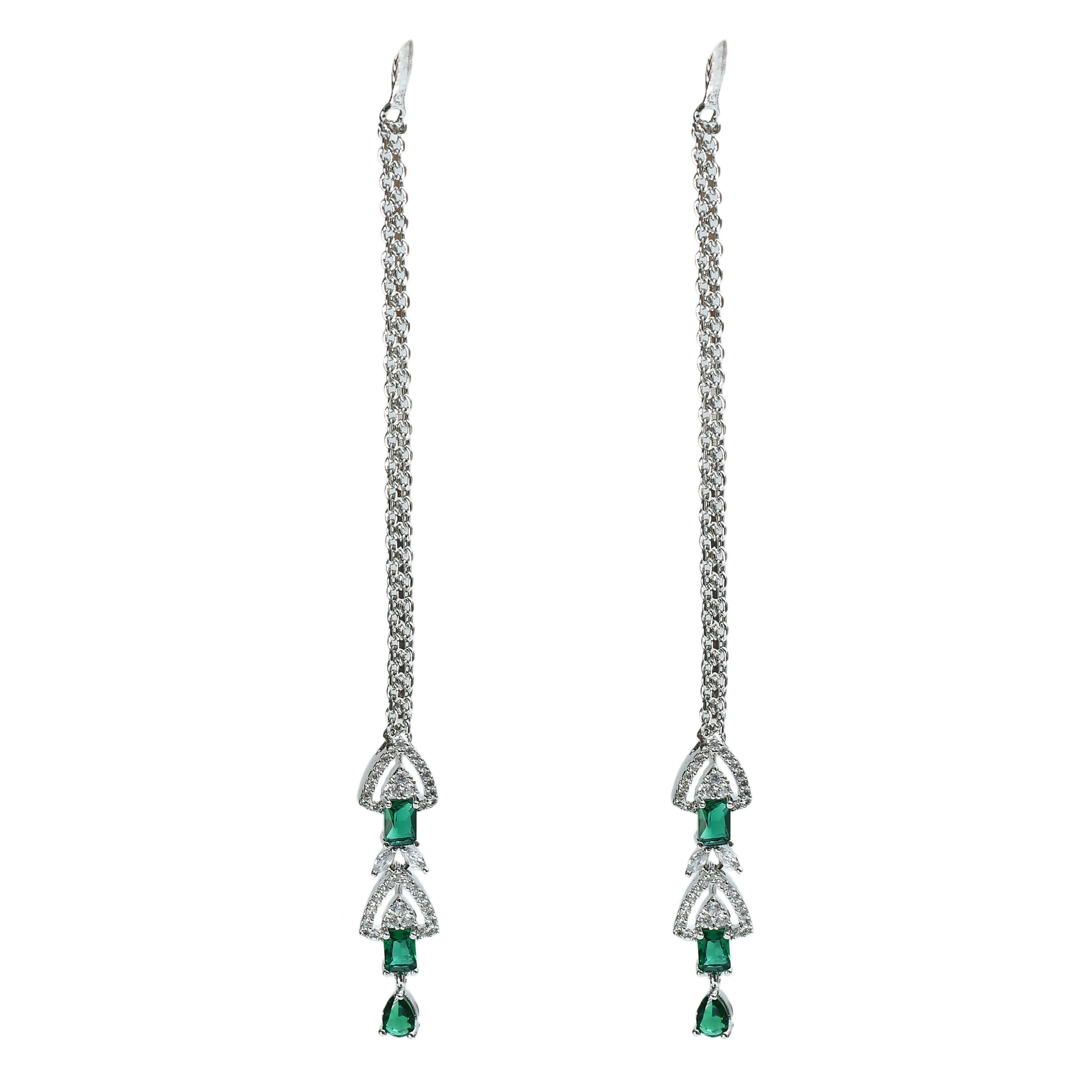 Mominos Fashion Johar Kamal Silver-Plated American Diamond Green Choker Set - Distacart