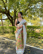 Thumbnail for Vamsee Green Organza Saree - Distacart