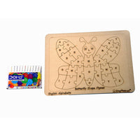 Thumbnail for Kraftsman English Alphabets Wooden Jigsaw Puzzles Butterfly Shape Puzzle | Color Kit Included - Distacart