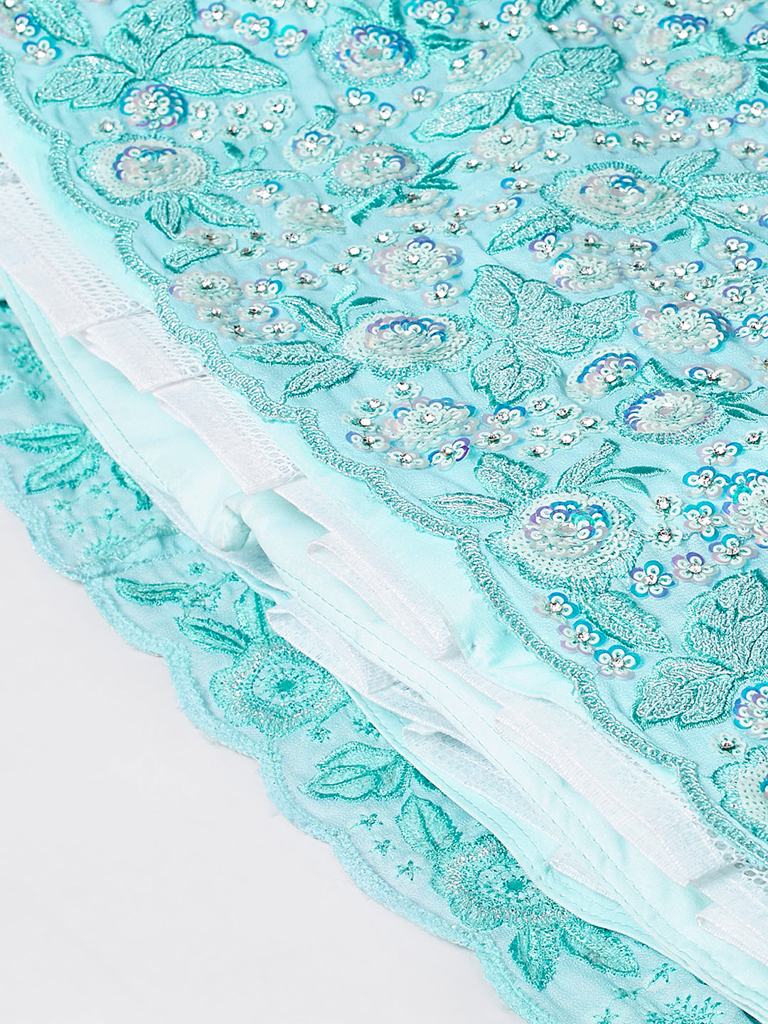 House of Panchhi Turquoise Blue Georgette Sequinse Embroidery Lehenga Choli & Dupatta - Distacart