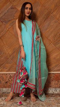 Thumbnail for Pomcha Jaipur Siya Light Blue Cotton Suit Set - Distacart